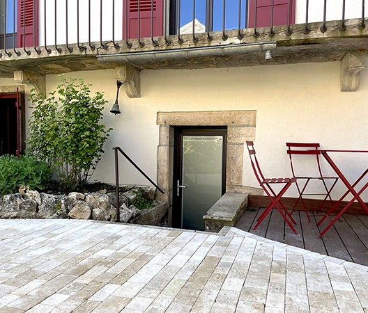 chainage pavé et platelage bois