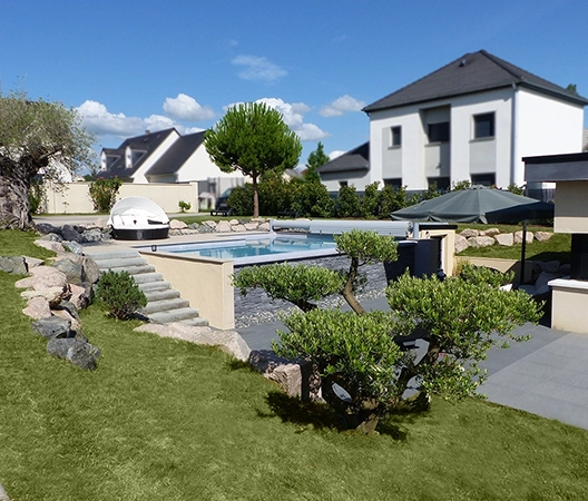 Espace piscine à débordement
