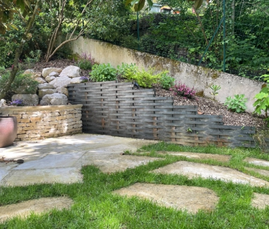 Terrasse opus pierre naturelle